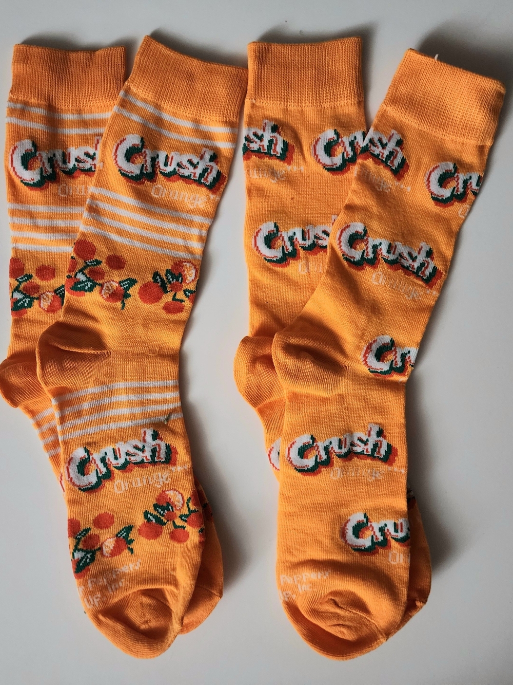 2 pair of Orange Crush Graphic Crew Socks - Bright Orange